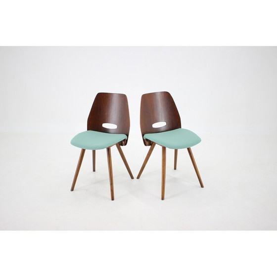Image 1 of Set of 4 vintage dining chairs in wood by Frantisek Jirak, Czechoslovakia 1960