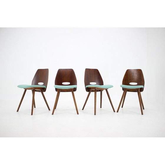 Image 1 of Set of 4 vintage dining chairs in wood by Frantisek Jirak, Czechoslovakia 1960