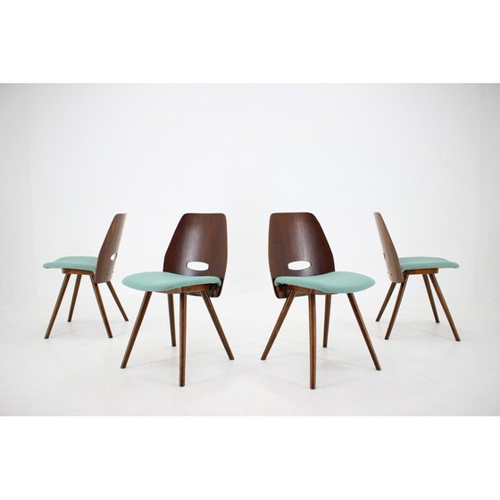 Image 1 of Set of 4 vintage dining chairs in wood by Frantisek Jirak, Czechoslovakia 1960