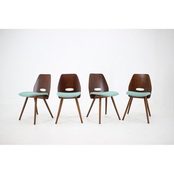 Image 1 of Set of 4 vintage dining chairs in wood by Frantisek Jirak, Czechoslovakia 1960