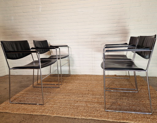 Set Of 4 Minimalist Dining Chairs, 1970S