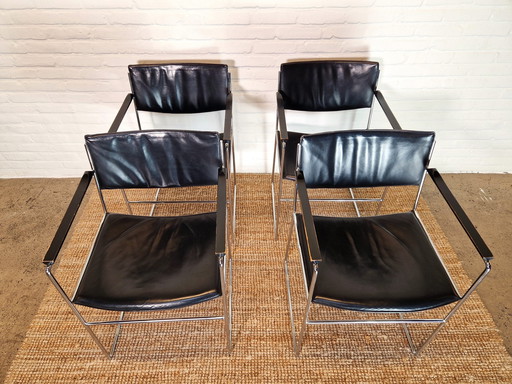 Set Of 4 Minimalist Dining Chairs, 1970S