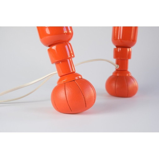 Pair of vintage model 600P lamps in lacquered aluminum and synthetic leather by Gino Sarfatti for Arteluce, Italy 1966