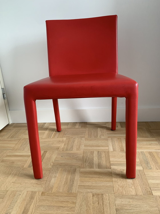 Image 1 of 1x Red leather Poliform dining chair Fly2 clone