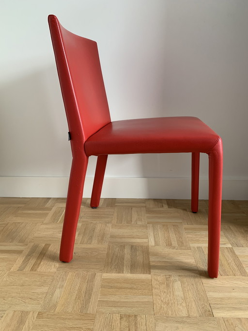 1x Red leather Poliform dining chair Fly2 clone