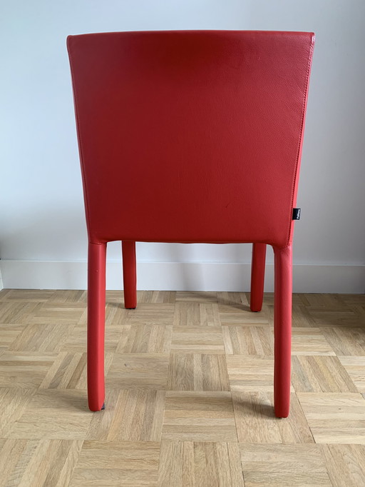 1x Red leather Poliform dining chair Fly2 clone