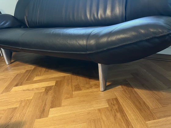 Image 1 of 2x Leolux Tango Black Leather Sofas