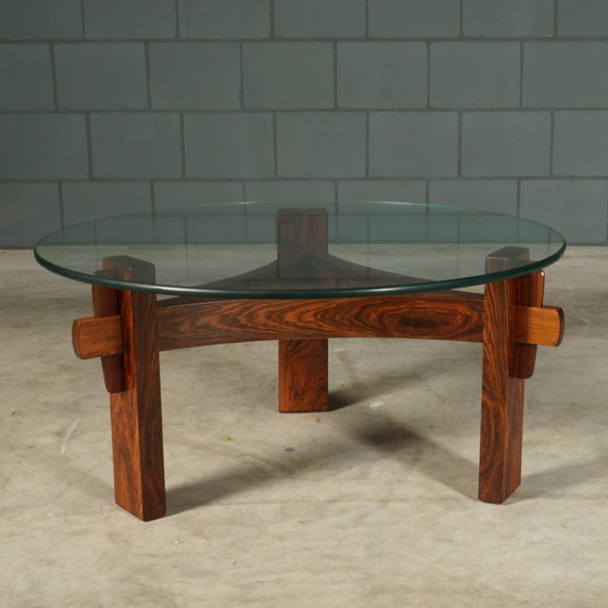 Image 1 of Vintage Brutalist coffee table - rosewood - 1970s