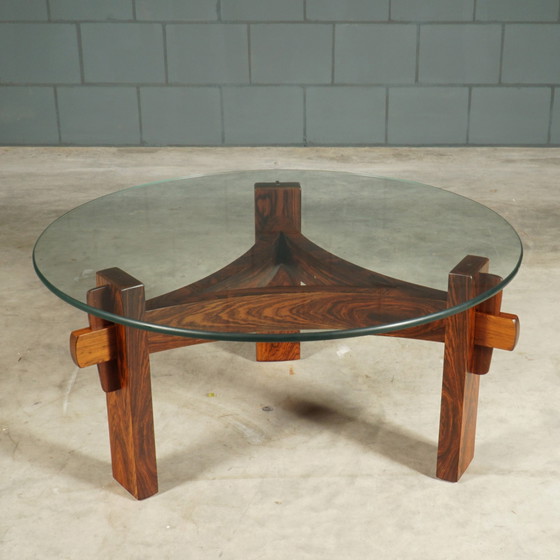 Image 1 of Vintage Brutalist coffee table - rosewood - 1970s