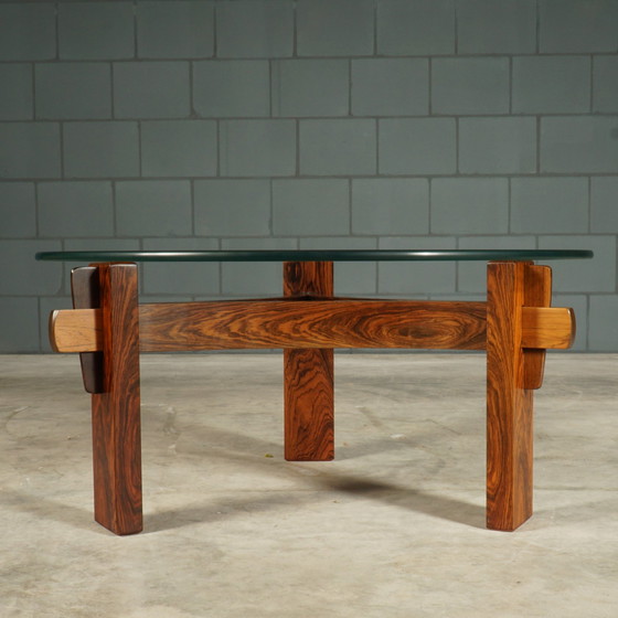 Image 1 of Vintage Brutalist coffee table - rosewood - 1970s