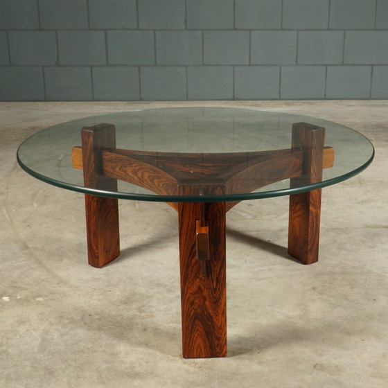 Image 1 of Vintage Brutalist coffee table - rosewood - 1970s