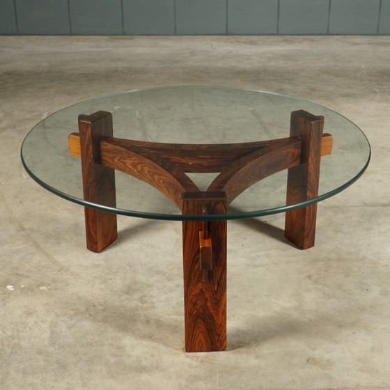 Image 1 of Vintage Brutalist coffee table - rosewood - 1970s