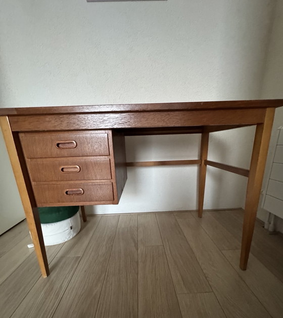 Image 1 of Vintage Scandinavian Desk With Sliding Drawer Block