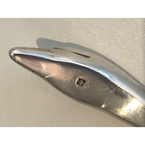 Image 1 of Salsiera vintage a forma di cigno placcata in argento di Christian Fjerdingstadt per Gallia, Francia 1930