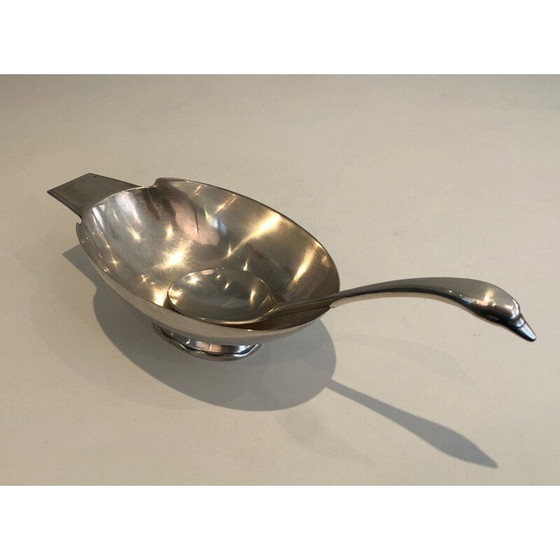 Image 1 of Salsiera vintage a forma di cigno placcata in argento di Christian Fjerdingstadt per Gallia, Francia 1930