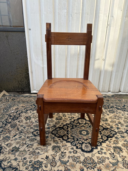 Brutalist Wenge Wooden 4 Dining Chairs