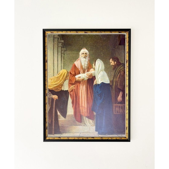 Image 1 of Vintage christian German print "Simeon the Presentation of Jesus", 1930s