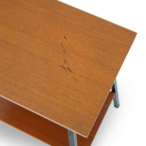 Image 1 of Pair of vintage bedside tables in wood and black painted metal, Italy 1950
