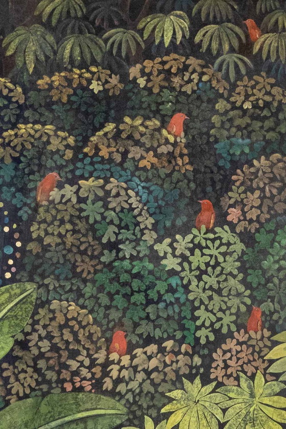 Image 1 of Painted Canvas Representing Birds in the Savannah. Contemporary.