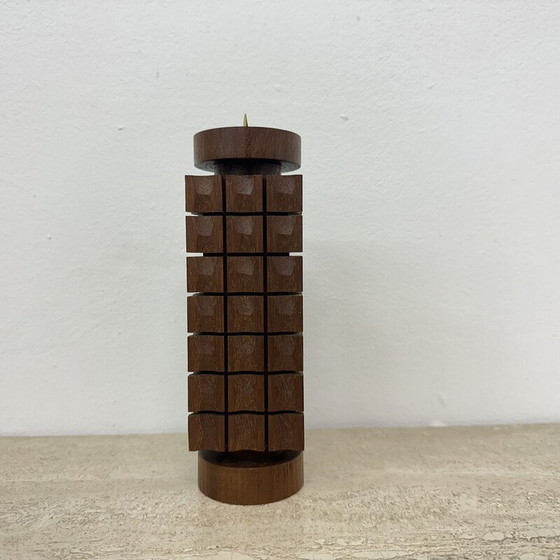 Image 1 of Vintage teak wood candlestick, 1970