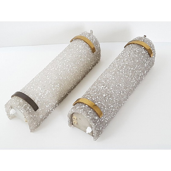 Image 1 of Pair of vintage resin and brass wall lamps, 1950