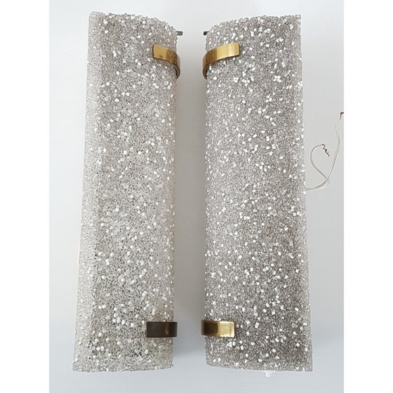 Image 1 of Pair of vintage resin and brass wall lamps, 1950