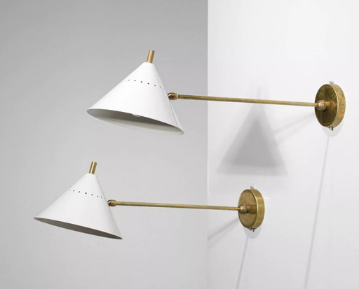 Pair of hinged Diabolo wall lights