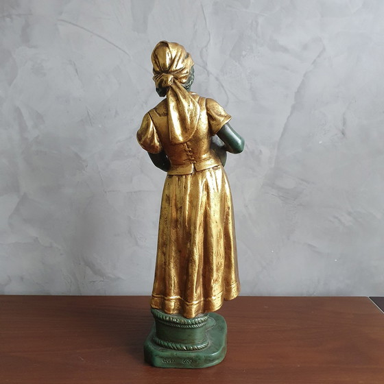 Image 1 of Statuetta &quot;Ragazza con gatto&quot; dei fratelli Van Paridon, inizio XIX secolo