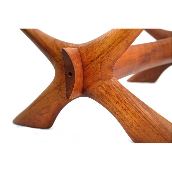 Image 1 of Tavolino vintage Condor in noce e vetro di Frederik Schriever-Abeln per Orebro Glass, Svezia 1960