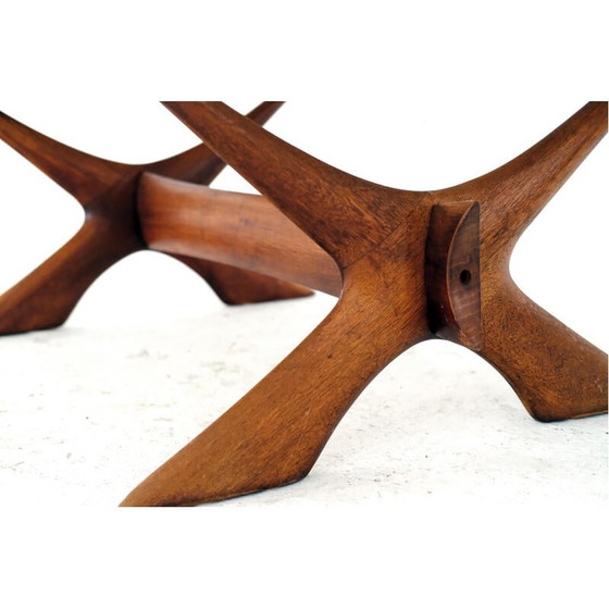 Image 1 of Tavolino vintage Condor in noce e vetro di Frederik Schriever-Abeln per Orebro Glass, Svezia 1960