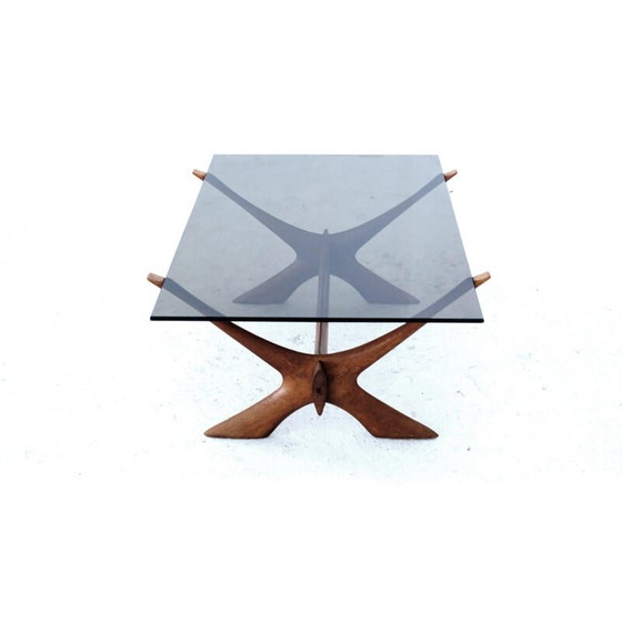 Image 1 of Tavolino vintage Condor in noce e vetro di Frederik Schriever-Abeln per Orebro Glass, Svezia 1960