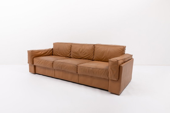 Image 1 of Italian Modern cognac leather sofa