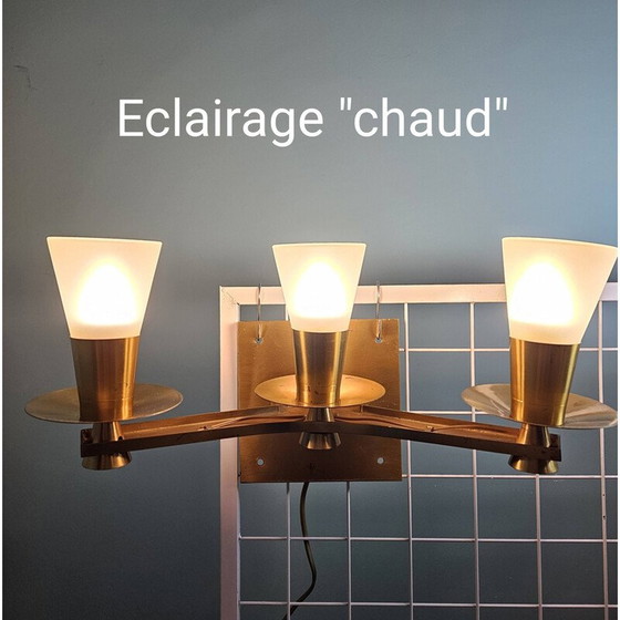 Image 1 of Pair of vintage bronze and brass wall lights for Maison Cheret, 1960