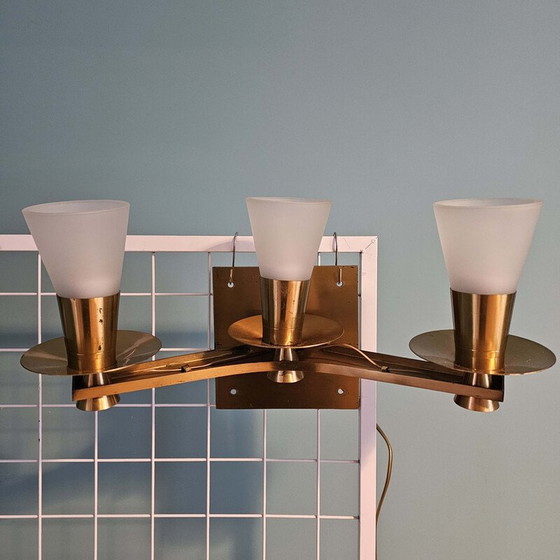 Image 1 of Pair of vintage bronze and brass wall lights for Maison Cheret, 1960