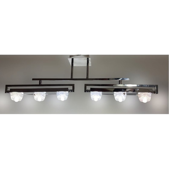 Image 1 of Lampada a sospensione vintage in cristallo e metallo cromato, anni '90