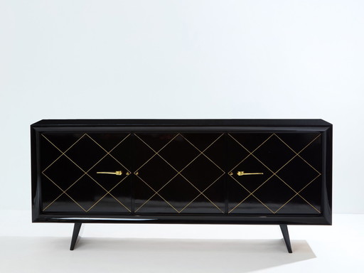 Suzanne Guiguichon Ebonized Sycamore Brass Gilt Sideboard 1940