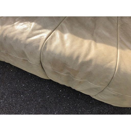 Vintage 2-seater leather sofa "Brigantin" by Michel Ducaroy for Ligne Roset, 1970