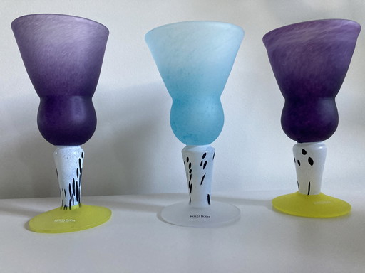 3x Kosta Boda chalice