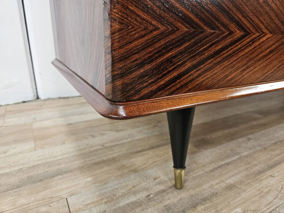 Image 1 of 1960S Bedroom Chest Of Drawers In Mahogany Burl And Brass