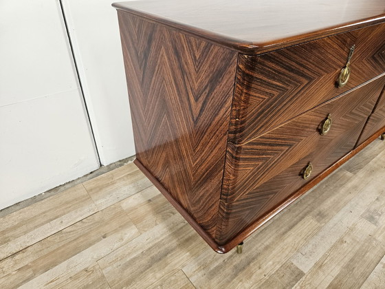 Image 1 of 1960S Bedroom Chest Of Drawers In Mahogany Burl And Brass