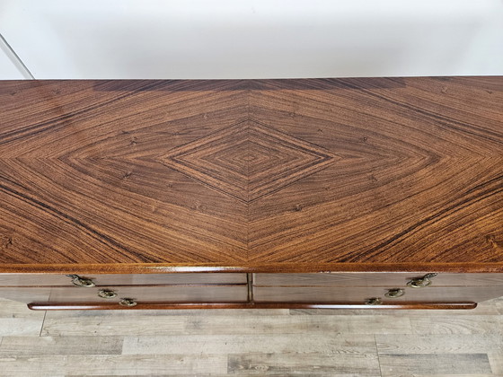 Image 1 of 1960S Bedroom Chest Of Drawers In Mahogany Burl And Brass