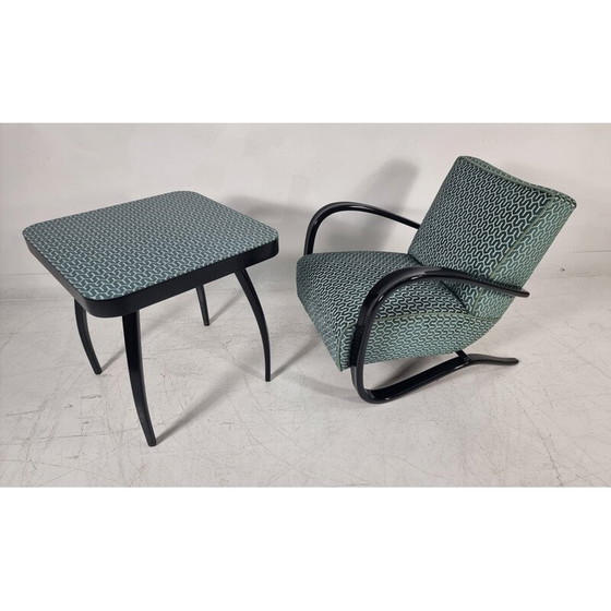 Image 1 of Vintage armchair H 269 with spider table by Jindřich Halabala for Up Zavody, Czechoslovakia 1940