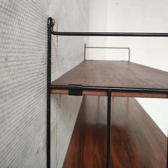 Image 1 of Vintage shelf in black lacquered metal and teak, 1960