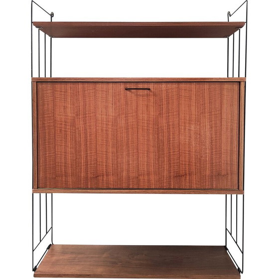 Image 1 of Vintage shelf in black lacquered metal and teak, 1960