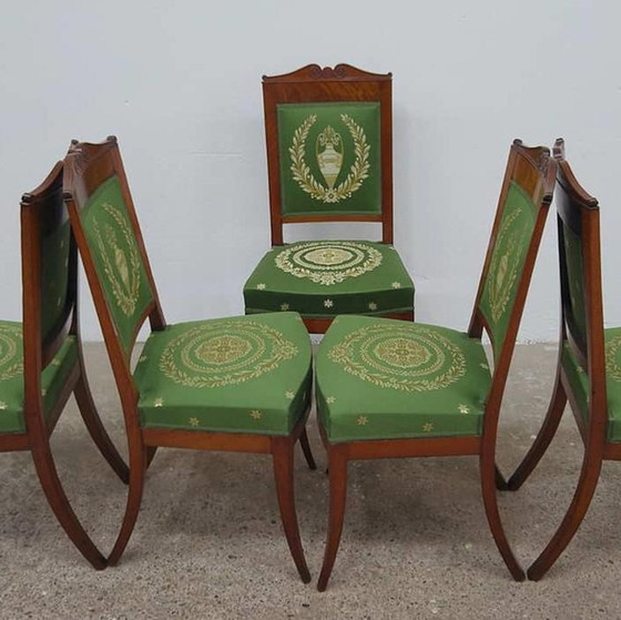 Image 1 of Five antique Empire mahogany chairs