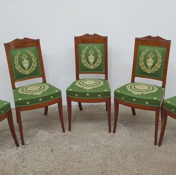 Image 1 of Five antique Empire mahogany chairs