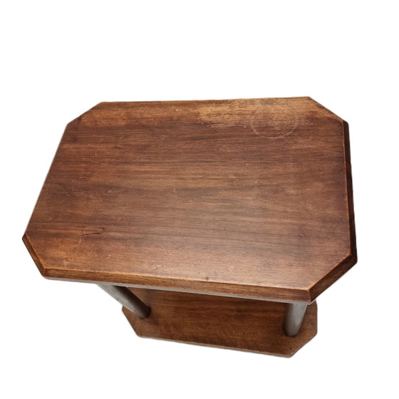 Image 1 of French Walnut And Chrome Art Deco Side Table, 1930s