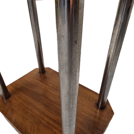 Image 1 of French Walnut And Chrome Art Deco Side Table, 1930s