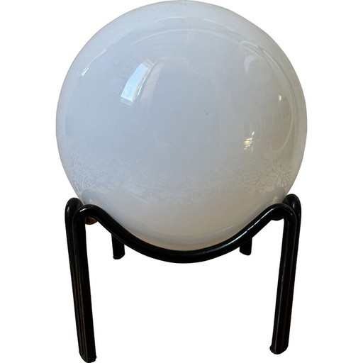 Vintage Space Age opaline lamp with iron base, 1970
