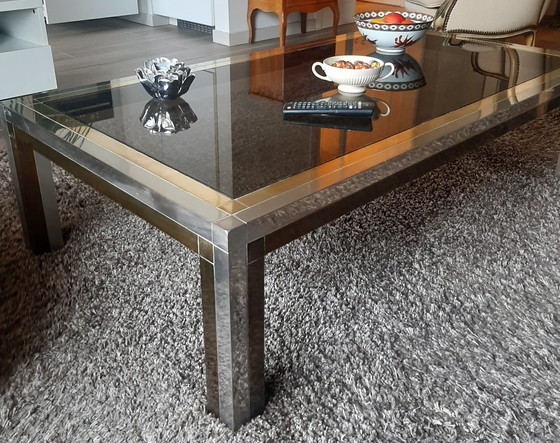 Image 1 of Table basse en chrome et messing